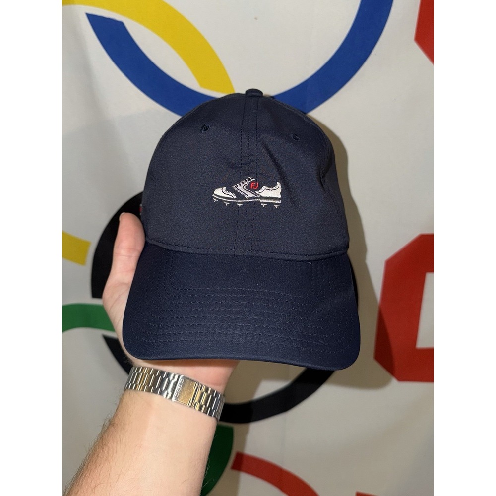Footjoy Hat Cap Adjustable One Size Navy Blue Golf Spikes Premier